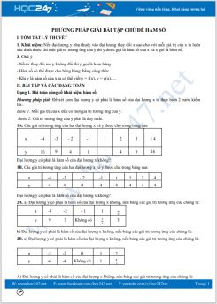 Phương pháp giải bài tập chủ đề Hàm số Toán 7