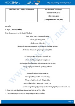 Bộ 5 đề thi thử THPT QG môn Ngữ văn năm 2021 trường THPT Trần Kỳ Phong