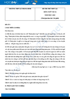 Bộ 5 đề thi thử THPT QG môn Ngữ văn năm 2021 trường THPT Lê Trung Đình