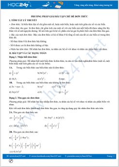 Phương pháp giải bài tập chủ đề Đơn thức Toán 7