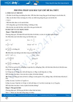 Phương pháp giải bài tập chủ đề Đa thức Toán 7