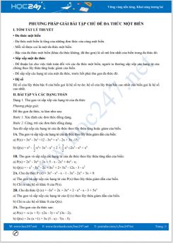 Phương pháp giải bài tập chủ đề Đa thức một biến Toán 7