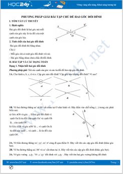 Phương pháp giải bài tập chủ đề Hai góc đối đỉnh Toán 7