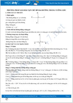 Phương pháp giải bài tập chủ đề Hai đường thẳng vuông góc Toán 7