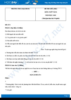 Bộ 5 đề thi giữa HK2 môn Ngữ văn 8 năm 2021 Trường THCS Mai Hùng
