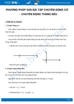 Phương pháp giải bài tập Chuyển động cơ - Chuyển động thẳng đều
