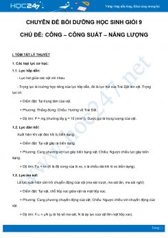 Chuyên đề Bồi dưỡng Học sinh giỏi lớp 9-Chủ đề Công. Công suất và Năng lượng