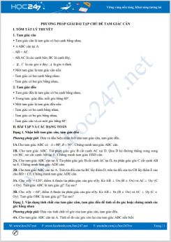 Phương pháp giải bài tập chủ đề Tam giác cân Toán 7