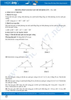 Phương pháp giải bài tập chủ đề Định lí Py-ta-go Toán 7