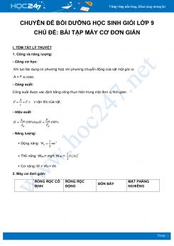 Chuyên đề Bồi dưỡng học sinh giỏi lớp 9 - Chủ đề về Bài tập Máy cơ đơn giản