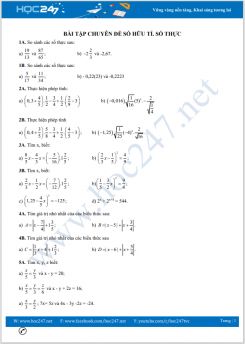 Bài tập chuyên đề Số hữu tỉ, số thực Toán 7