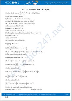 Bài tập chuyên đề Biểu thức đại số Toán 7