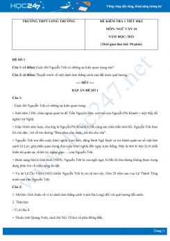 Bộ 5 đề kiểm tra 1 tiết HK2 môn Ngữ văn 10 năm 2021 Trường THPT Long Trường