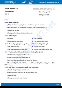 Bộ 5 đề thi giữa HK2 môn Công nghệ 10 năm 2021 - Trường THPT Bến Cát có đáp án