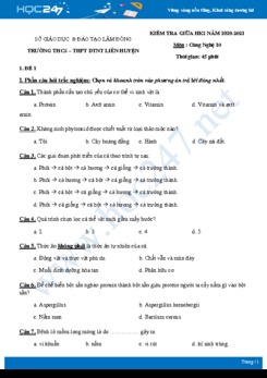 Bộ 5 đề thi giữa HK2 môn Công nghệ 10 năm 2021 - Trường THCS-THPT DTNT Liên Huyện có đáp án