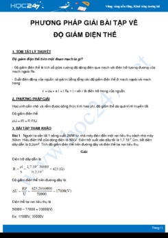 Phương pháp giải bài tập về Độ giảm điện thế của đoạn mạch môn Vật Lý 9