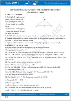 Phương pháp giải bài tập chủ đề Tính chất đường trung trực của một đoạn thẳng Toán 7