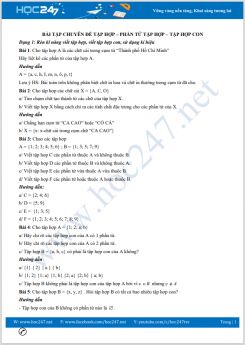 Bài tập chuyên đề Tập hợp - Phần tử tập hợp - Tập hợp con Toán 6