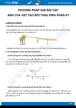 Phương pháp giải bài tập về Ảnh của một vật tạo bởi Thấu kính phân kỳ