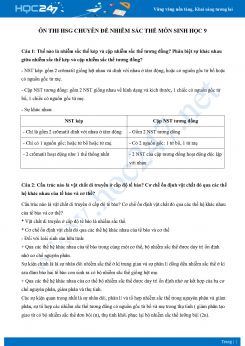 Ôn thi HSG chuyên đề Nhiễm sắc thể môn Sinh học 9 năm 2021 có đáp án