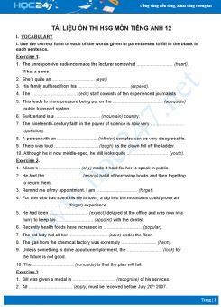 Tài liệu ôn thi HSG môn Tiếng Anh 12