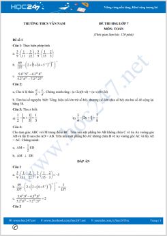 Bộ 5 đề thi chọn HSG môn Toán lớp 7 Trường THCS Vân Nam