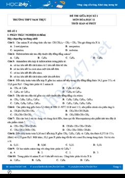 Bộ 5 đề thi giữa HK2 môn Hóa học 11 năm 2021 có đáp án Trường THPT Nam Trực