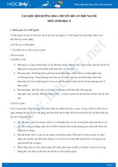 Tài liệu bồi dưỡng HSG chuyên đề Cơ thể người môn Sinh học 8 năm 2021