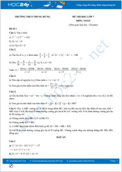 Bộ 5 đề thi chọn HSG môn Toán lớp 7 Trường THCS Trung Hưng