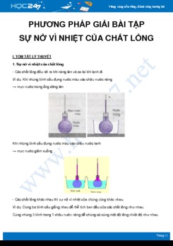 Phương pháp giải bài tập về Sự nở vì nhiệt của chất lỏng môn Vật Lý 6 năm 2021