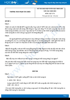 Bộ 5 đề thi chọn HSG Vật Lý 6 năm 2021 Trường THCS Phạm Văn Chiêu có đáp án