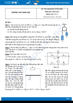 Bộ 5 đề thi chọn HSG Vật Lý 11 năm 2021 Trường THPT Hồng Đức có đáp án