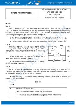 Bộ 5 đề thi chọn HSG Vật Lý 9 năm 2021 Trường THCS Trương Định có đáp án