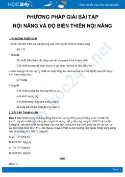 Phương pháp giải bài tập về Nội năng và Độ biến thiên nội năng môn Vật Lý 10