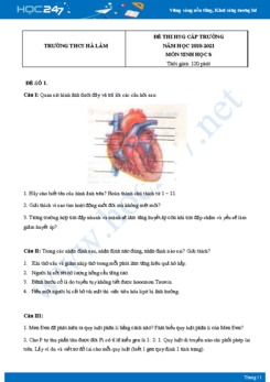 Bộ 5 Đề thi HSG môn Sinh Học 8 năm 2021 Trường THCS Hà Lâm