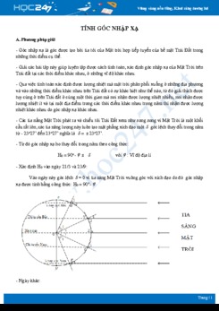 Phương pháp giải các dạng bài tập Tính góc nhập xạ Địa lí 10