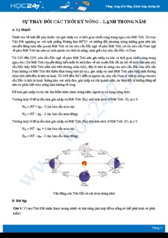 Tổng ôn các kiến thức về Sự thay đổi các thời kỳ nóng-lạnh trong năm Địa lí 10