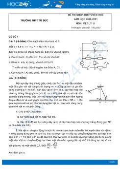 Bộ 5 đề thi chọn HSG Vật Lý 11 năm 2021 Trường THPT Trí Đức có đáp án