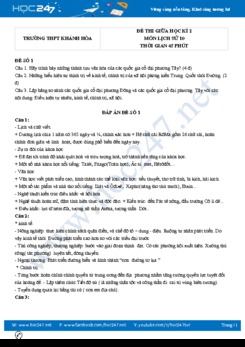 Bộ 5 đề thi giữa HK2 môn Lịch Sử 10 năm 2021 có đáp án Trường THPT Khánh Hòa