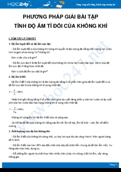 Phương pháp giải bài tập về Độ ẩm tỉ đối của không khí môn Vật Lý 10
