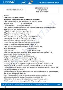 Bộ 5 đề thi giữa HK2 môn Lịch Sử 11 năm 2021 có đáp án Trường THPT Cần Quan