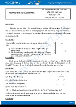 Bộ 5 đề thi chọn HSG Vật Lý 7 năm 2021 Trường THCS Võ Thành Trang có đáp án