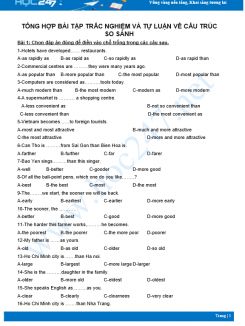 Tổng hợp bài tập trắc nghiệm và tự luận về cấu trúc so sánh