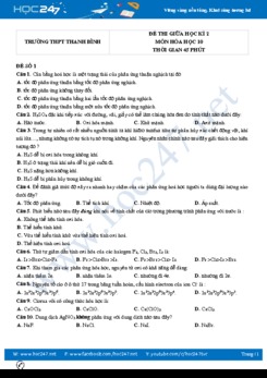 Bộ 5 đề thi giữa HK2 môn Hóa học 10 năm 2021 có đáp án Trường THPT Thanh Bình