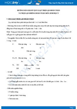Hướng dẫn giải bài tập Quy luật trội lặn hoàn toàn và trội lặn không hoàn toàn môn Sinh học 9 năm 2021