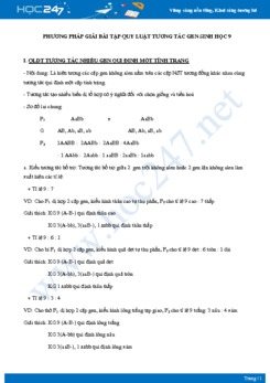 Phương pháp giải bài tập Quy luật tương tác gen môn Sinh học 9 năm 2021