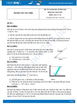 Bộ 5 đề thi chọn HSG Vật Lý 10 năm 2021 Trường THPT Thủ Thiêm có đáp án