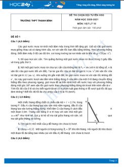 Bộ 5 đề thi chọn HSG Vật Lý 10 năm 2021 Trường THPT Thanh Bình có đáp án