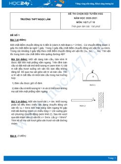 Bộ 5 đề thi chọn HSG Vật Lý 10 năm 2021 Trường THPT Ngọc Lâm có đáp án