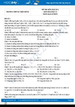 Bộ 5 đề thi giữa HK2 môn Hóa học 11 năm 2021 có đáp án Trường THPT BC Diên Hồng